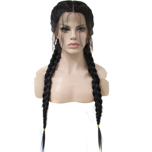 Foreign Trade Source Of Wigs For Women, Baby Hair, Long Straight Hair, Braided Hair, Braid, Front Lace, Chemical Fiber Hair, Wig, Hair Cover