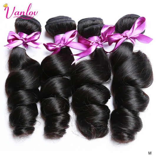 Vanlov Loose Wave Bundles 100% Remy Human Hair Weave Bundles 1/3/4 Pcs/Lot Indian Hair Bundles Extension 8-30 Inch