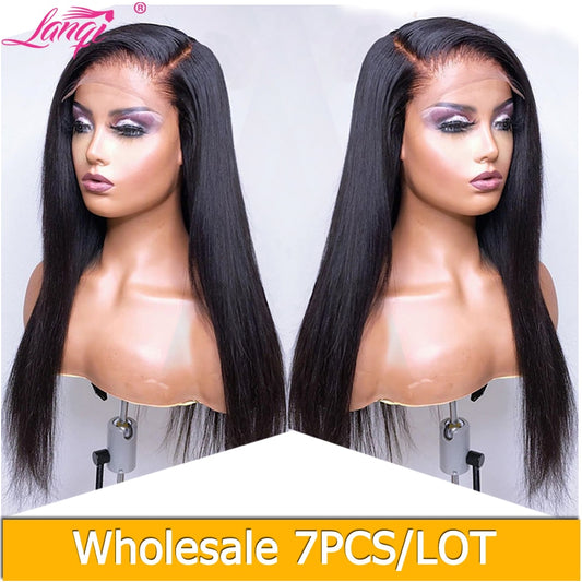 Lanqi Wholesale Bone Straight Lace Front Wig In Bulk 4x4 Closure Wig Brazilian Pre Plucked Lace Front Human Hair Wigs For Women