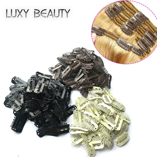 50pcs U 2.3cm Wig Clips Snap For Human Hair Extensions/Weaving Extensions Medium Professional Salon Accessories Brown Blonde