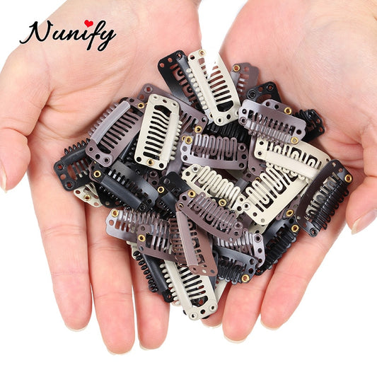 Nunify Remy Hair Clip Wonder Clips Hair Clips For Women 32Mm 9-Teeth Hair Extension Clips Stainless Steel Wig Hair Clips