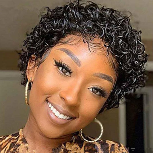 Pixie Cut Wig Human Hair Short Curly Pre Plucked Bleached Knots Wigs Bob Wig Jerry Curly Human Hair Wigs Peruvian Hair Wig 150%