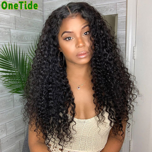 ONETIDE wholesale kinky curly human hair wigs 4x4 lace closure frontal wig Brazilian lace front Human Hair Wigs for black women