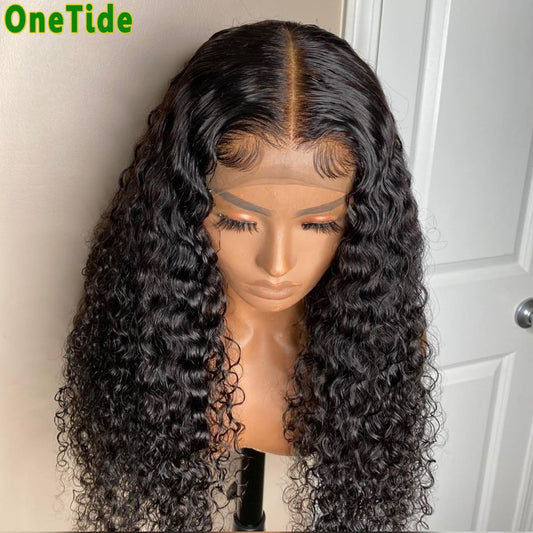 ONETIDE wholesale kinky curly lace front wig Brazilian lace front Human Hair Wigs for black women 4x4 lace closure frontal wig